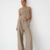 Clothing White Closet Workwear | Tiffanie Pants (Beige Pinstripe)