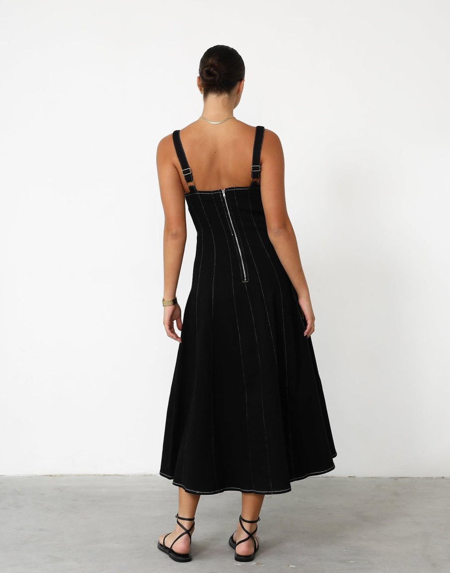 Clothing Pink Diamond Partywear | Kella Denim Maxi Dress (Black)