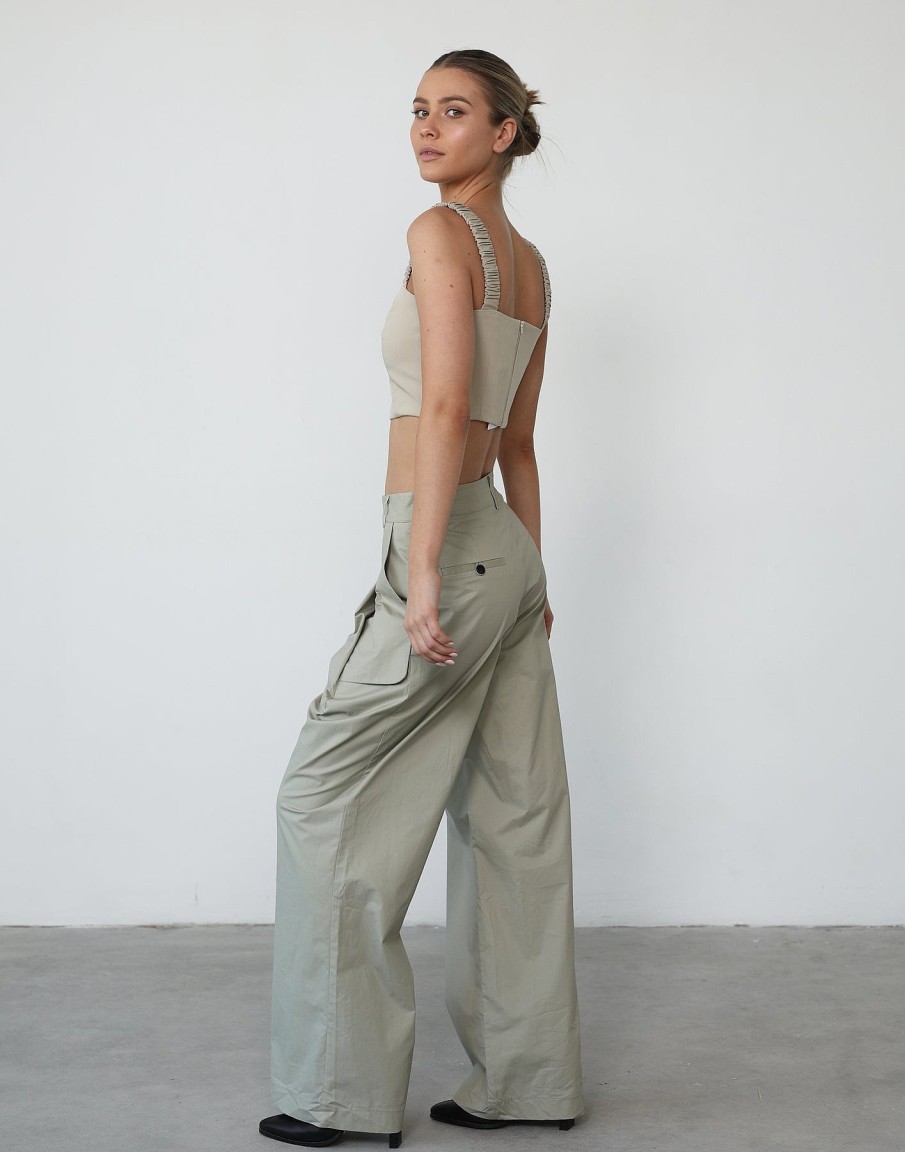 Clothing Charcoal Clothing Partywear | Midsummer Crop Top (Beige)