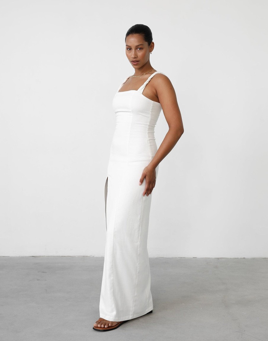 Clothing Charcoal Clothing Partywear | Bacalar Maxi Dress (White)