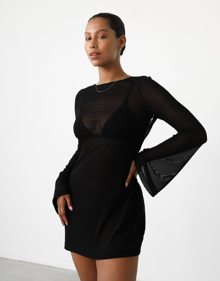 Clothing Charcoal Clothing Partywear | Make Waves Mini Dress (Black)