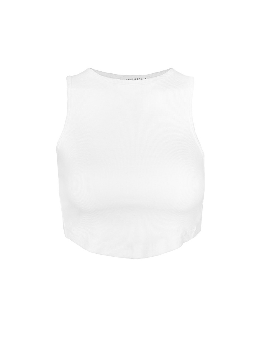 Clothing Charcoal Clothing Basics Edit | Gigi Rib Tank (White)