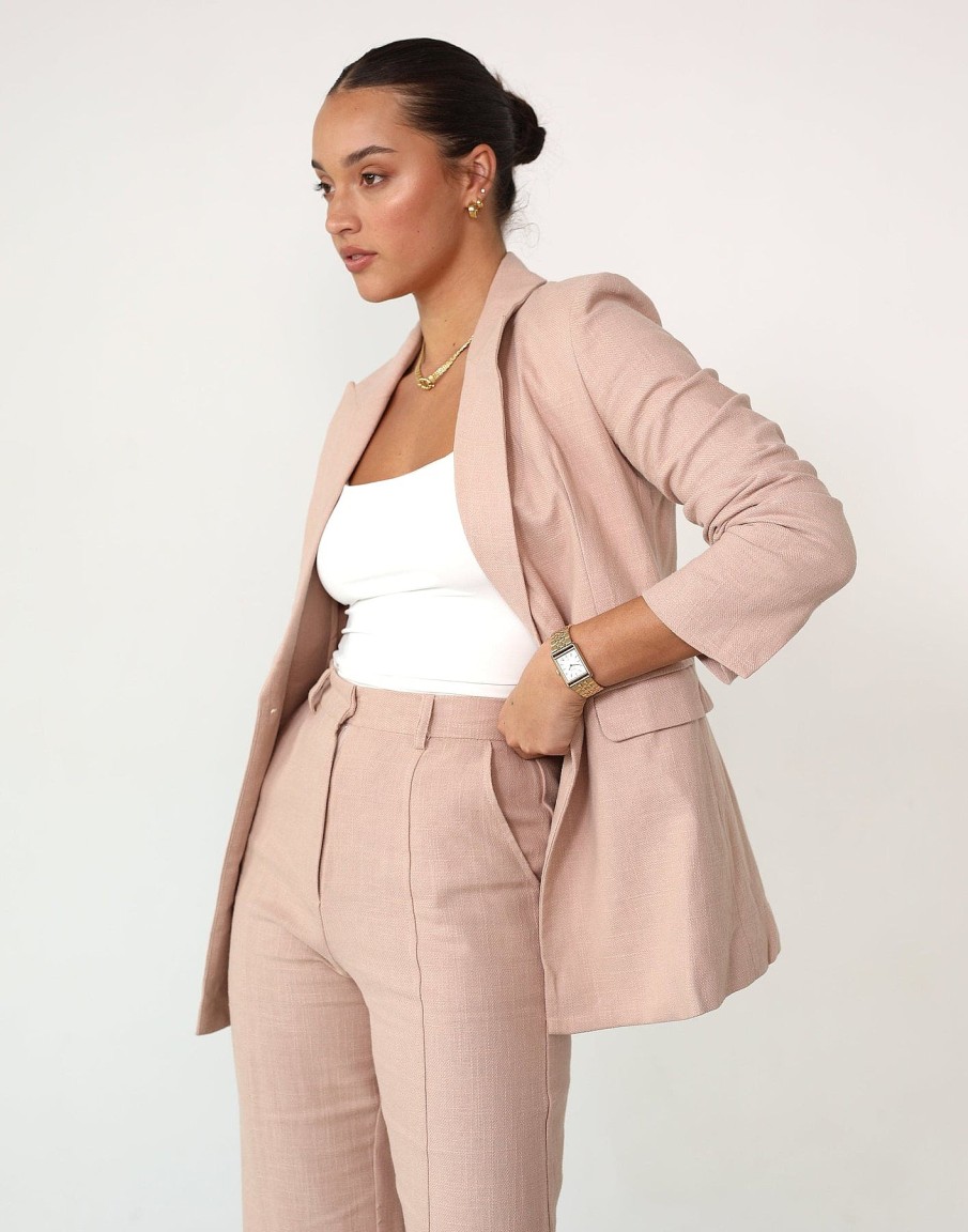 Clothing White Closet Blazers | Richie Linen Blazer (Blush)