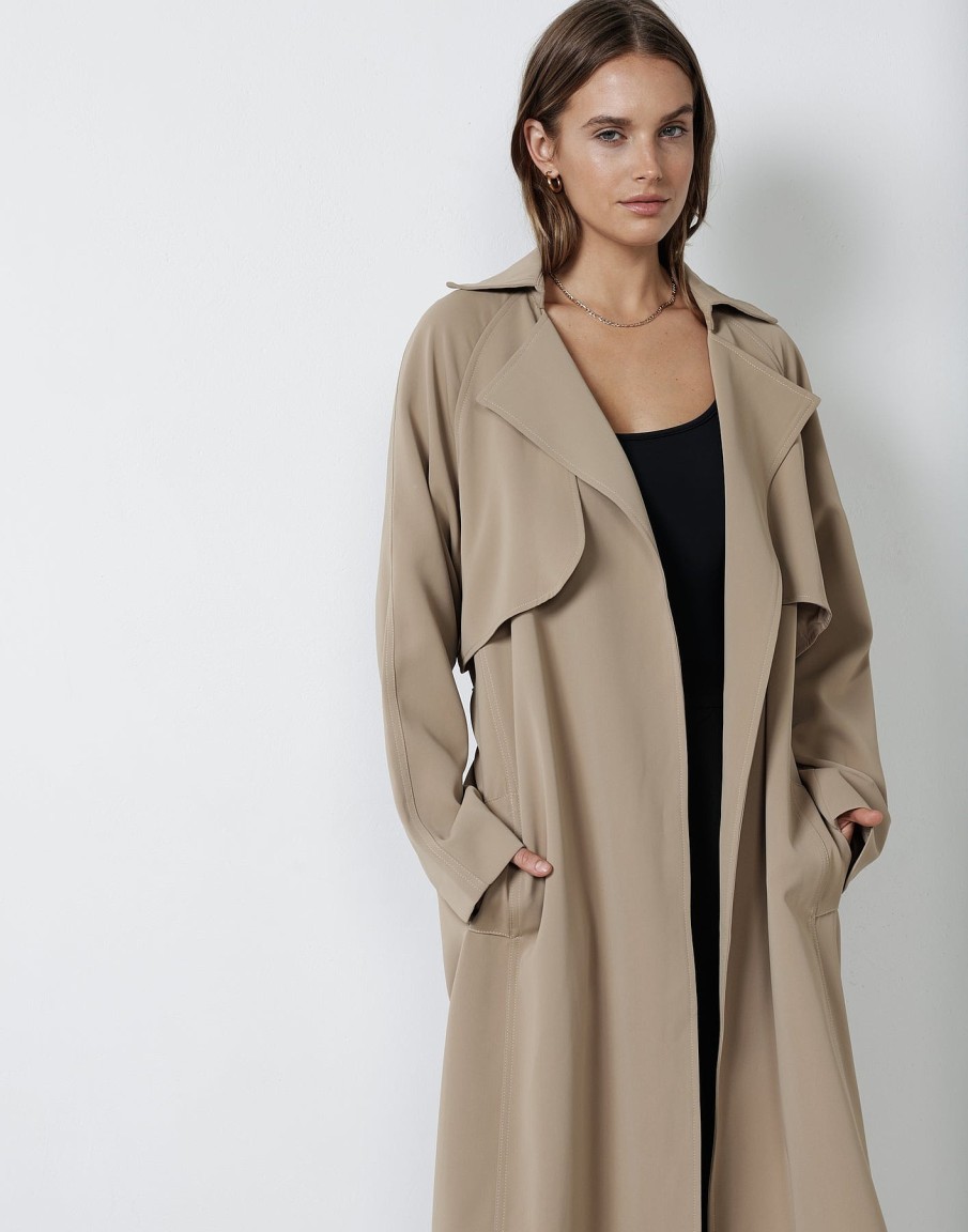 Clothing CHARCOAL Jackets + Coats | Zander Trench Coat (Mushroom)