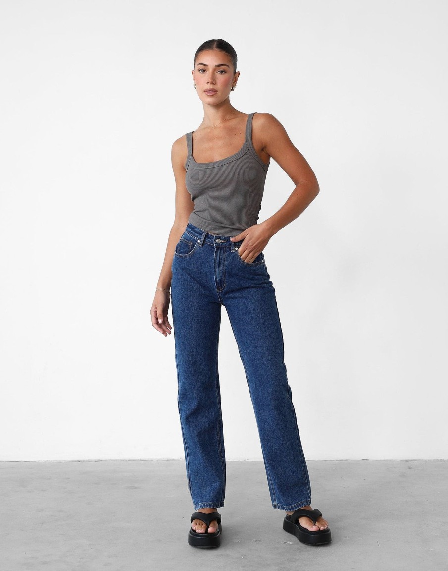 Clothing Charcoal Clothing Denim Edit | Cooper Wide Leg Jeans (Dark Denim)