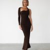 Clothing Charcoal Clothing Partywear | Ryleigh Maxi Dress (Cocoa)