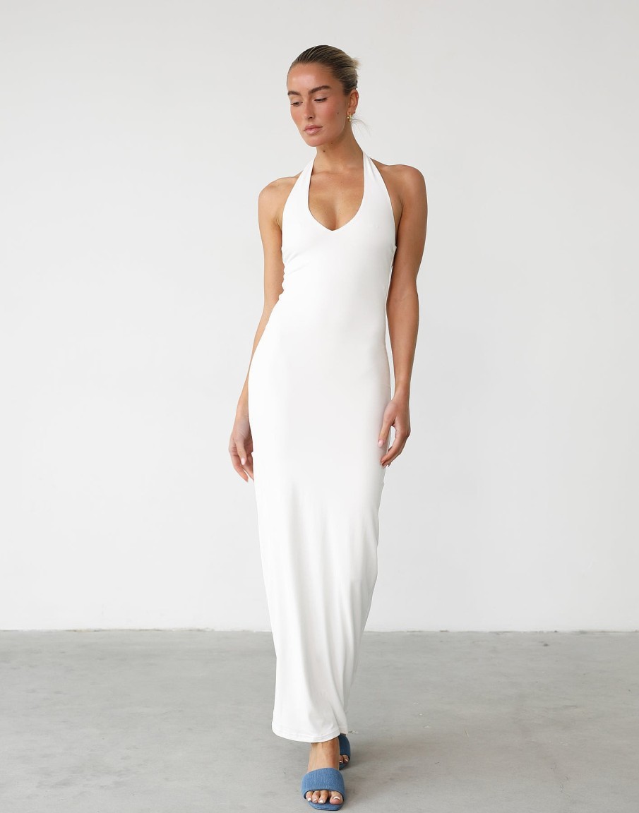 Clothing Qtrend Partywear | Veena Maxi Dress (White)