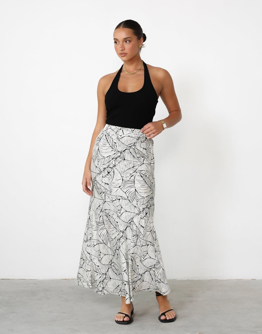 Clothing Desire Skirts | Teena Maxi Skirt (Cream/Black Print)