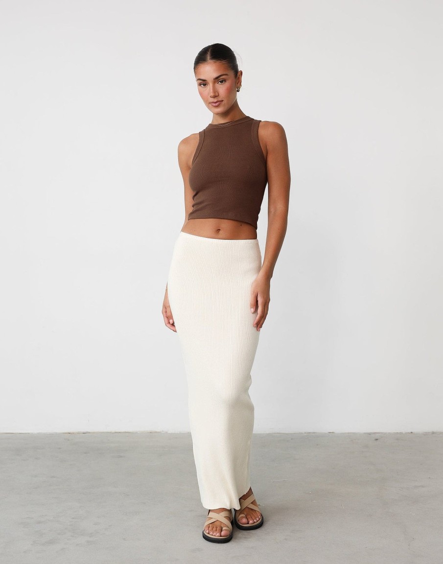 Clothing Charcoal Clothing Knitwear | Nate Knit Maxi Skirt (Cream)