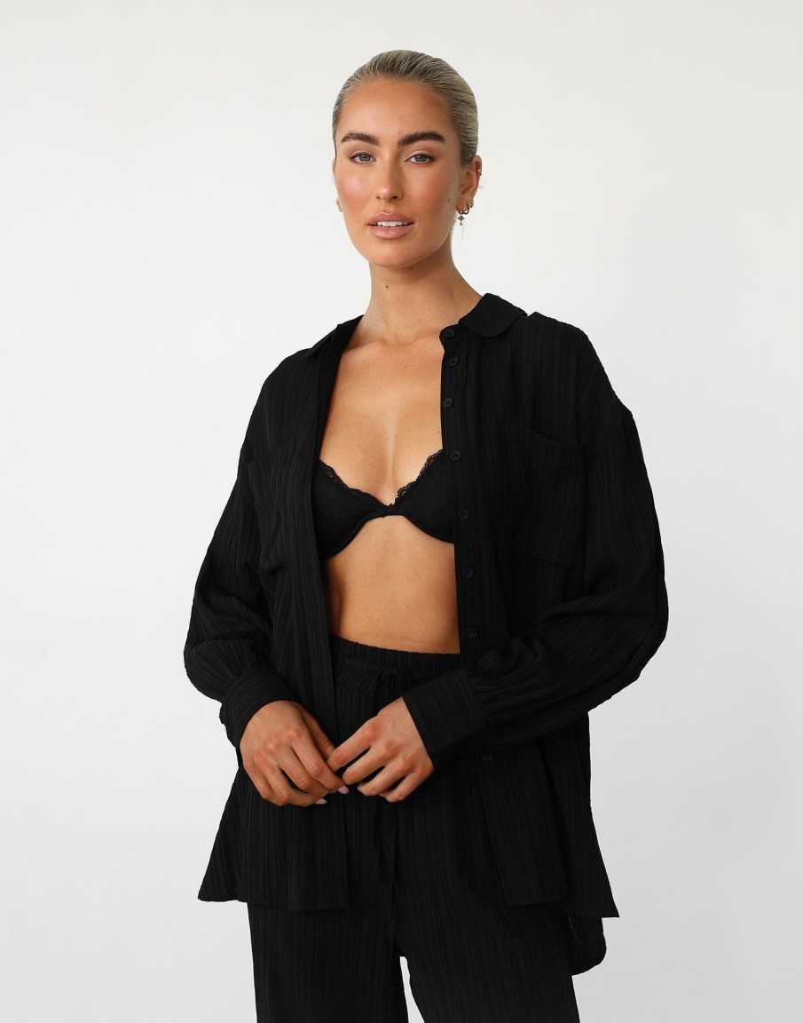 Clothing Paper Heart Partywear | Ria Long Sleeve Shirt (Black)