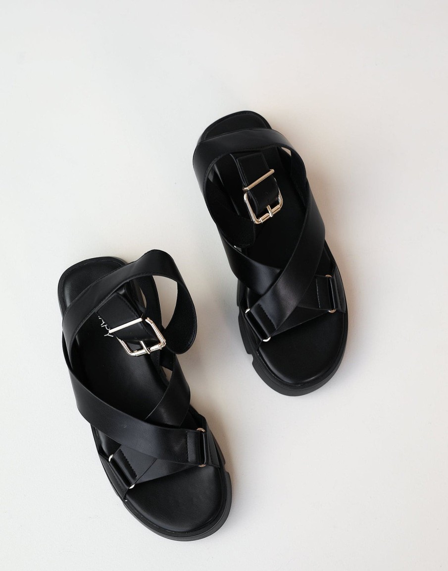 Shoes Therapy | Maze Sandals (Black Smooth Pu) - By Therapy