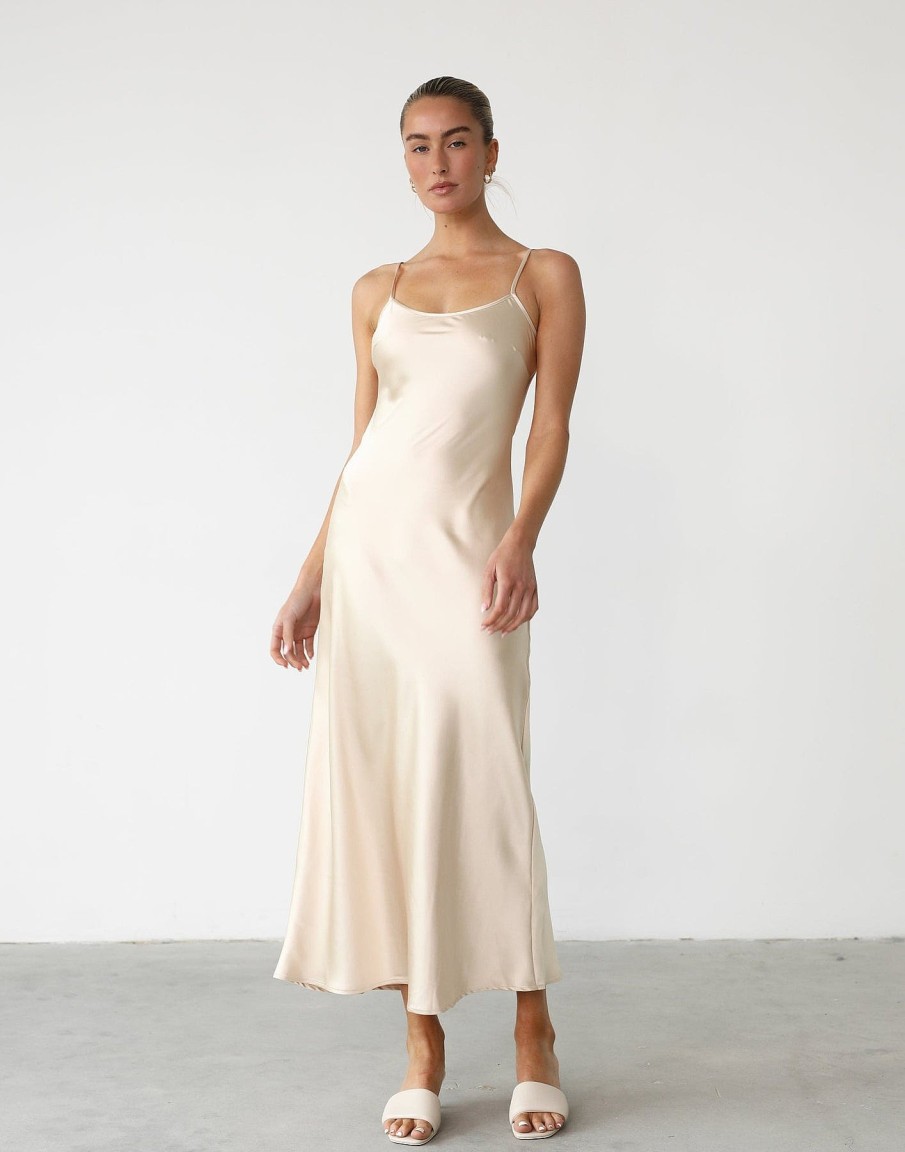 Clothing Charcoal Clothing Partywear | Martha Maxi Dress (Sandstone)