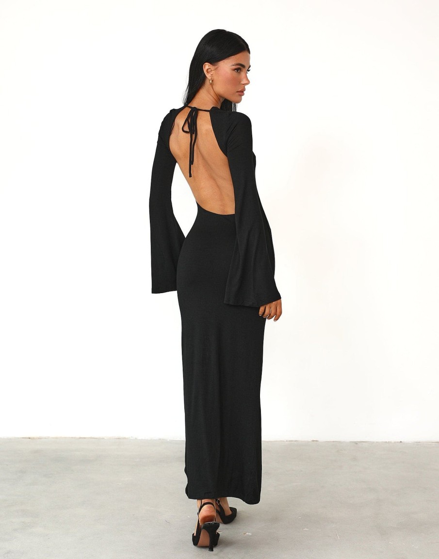 Clothing Charcoal Clothing Partywear | Carina Maxi Dress (Black)