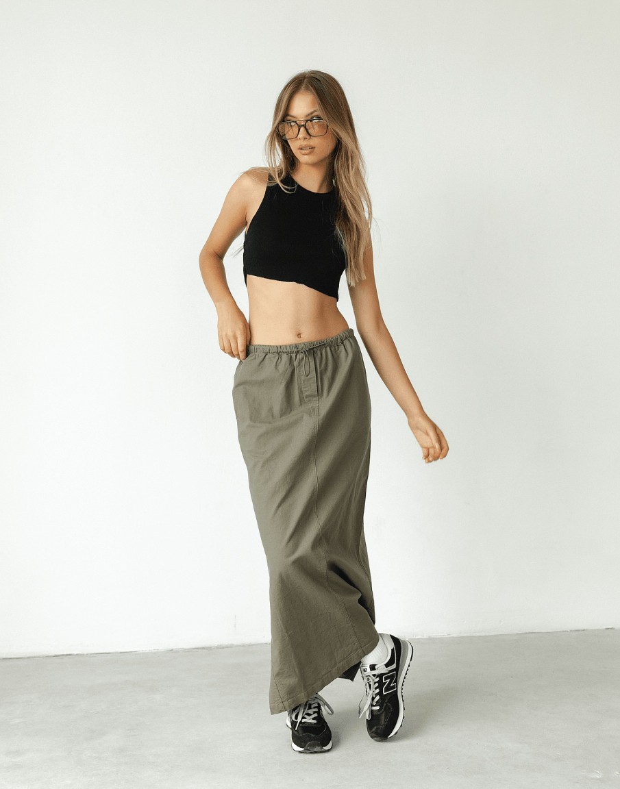 Clothing Pink Diamond Skirts | Myrtle Maxi Skirt (Khaki)