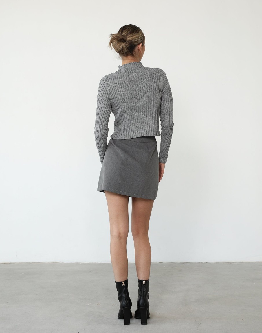 Clothing Alive Girl Knitwear | Dionne Long Sleeve Top (Grey)