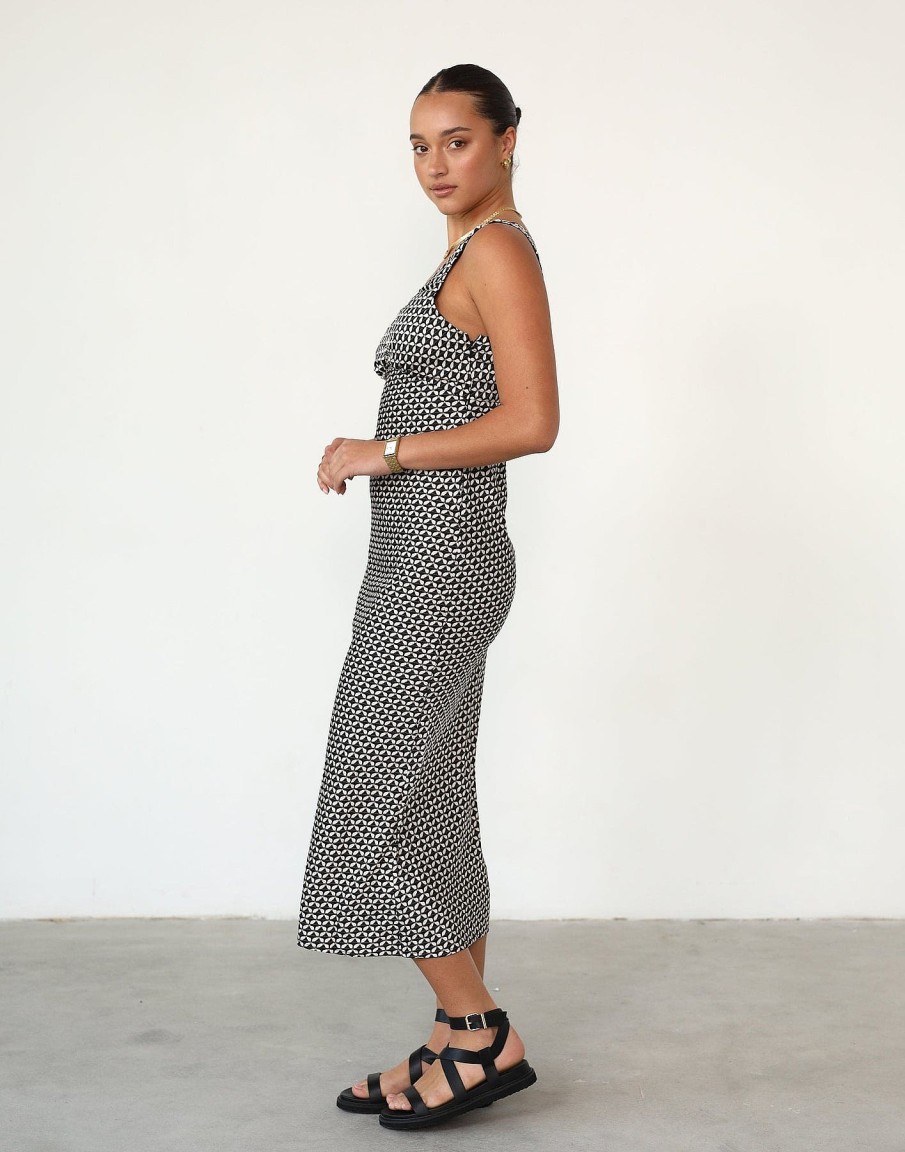 Clothing Rumor Partywear | Janna Midi Dress (Black/White Print)