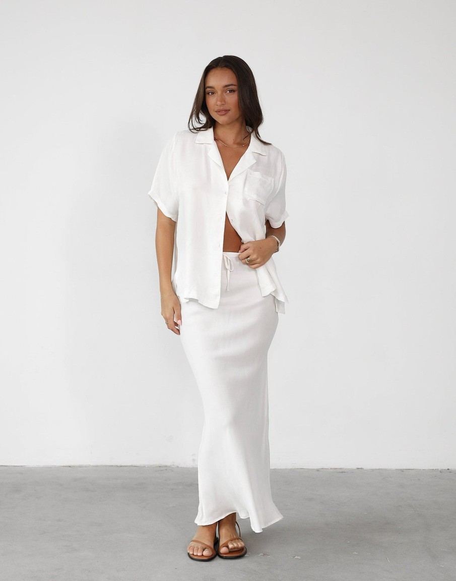 Clothing CHARCOAL CLOTHING Workwear | Minni Maxi Skirt (White)