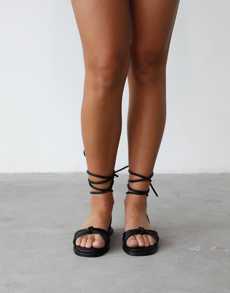 Shoes Therapy | Raye Sandals (Black Smooth Pu) - By Therapy