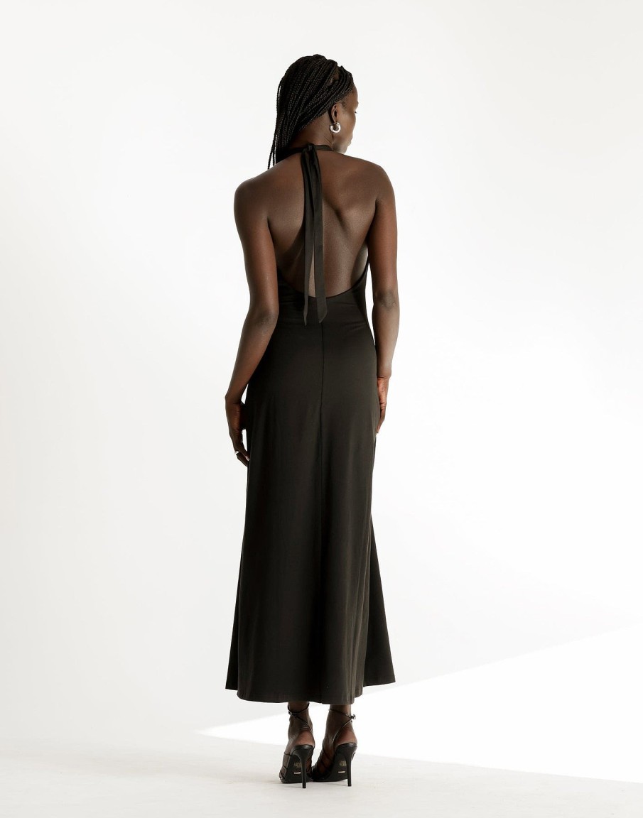 Clothing Charcoal Clothing Partywear | Victoria Maxi Dress (Black)