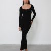 Clothing Qtrend Maxi Dresses | Zamira Long Sleeve Maxi Dress (Black)