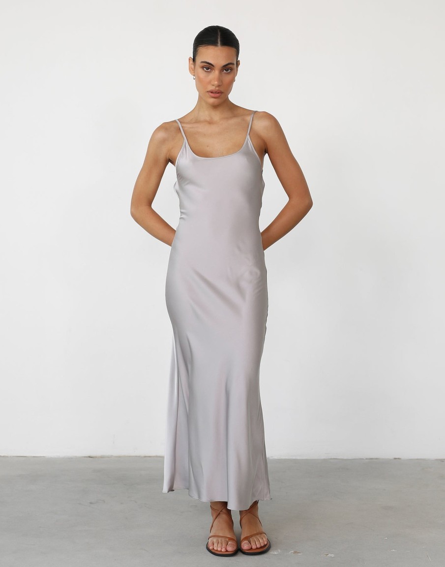 Clothing Lioness Maxi Dresses | Juliette Satin Dress (Cloud) - By Lioness