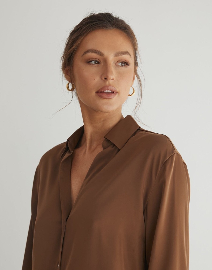 Clothing Into Fashion Long Sleeve Tops | Brady Long Sleeve Top (Camel)