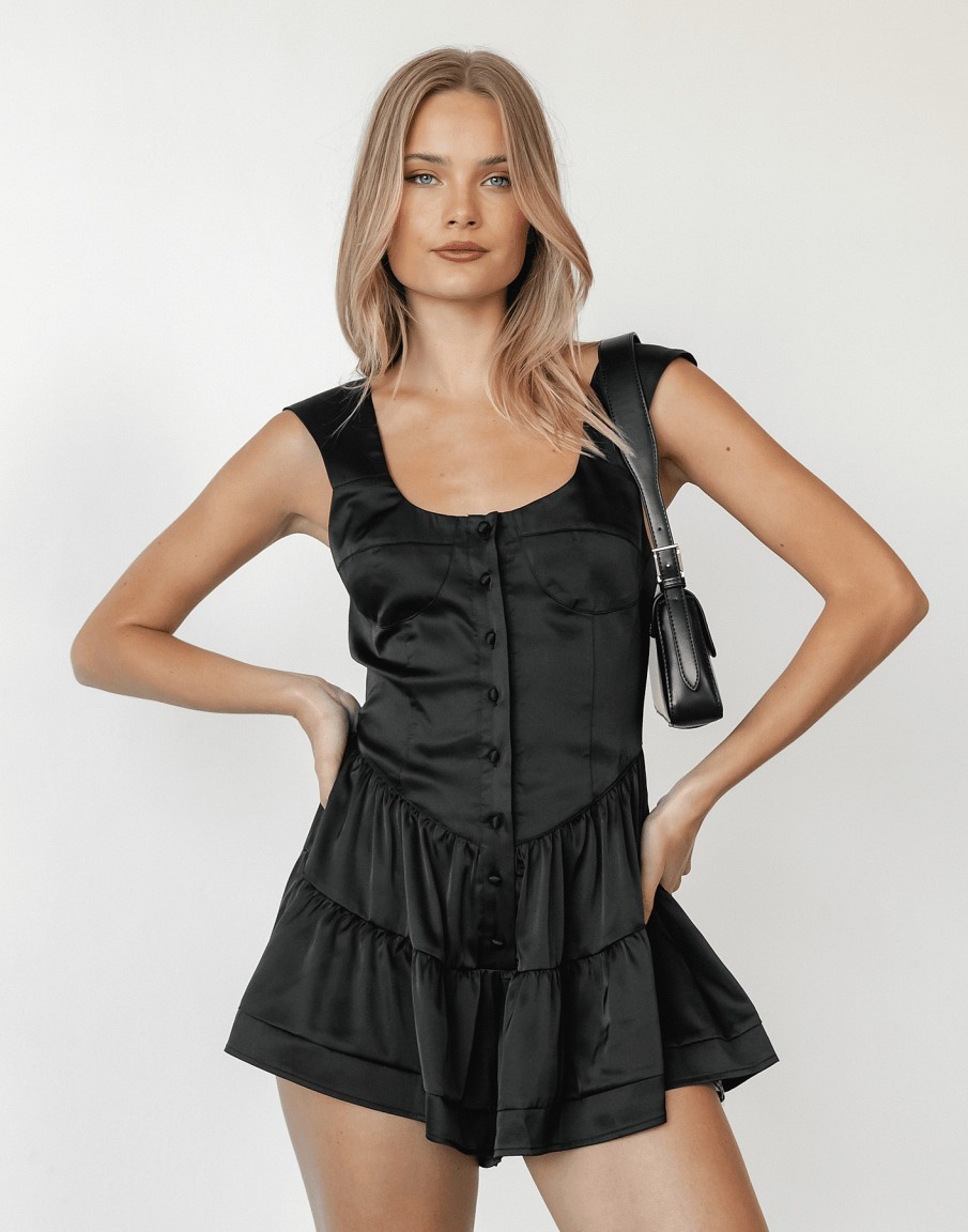 Clothing Lioness Partywear | Winona Romper (Onyx) - By Lioness