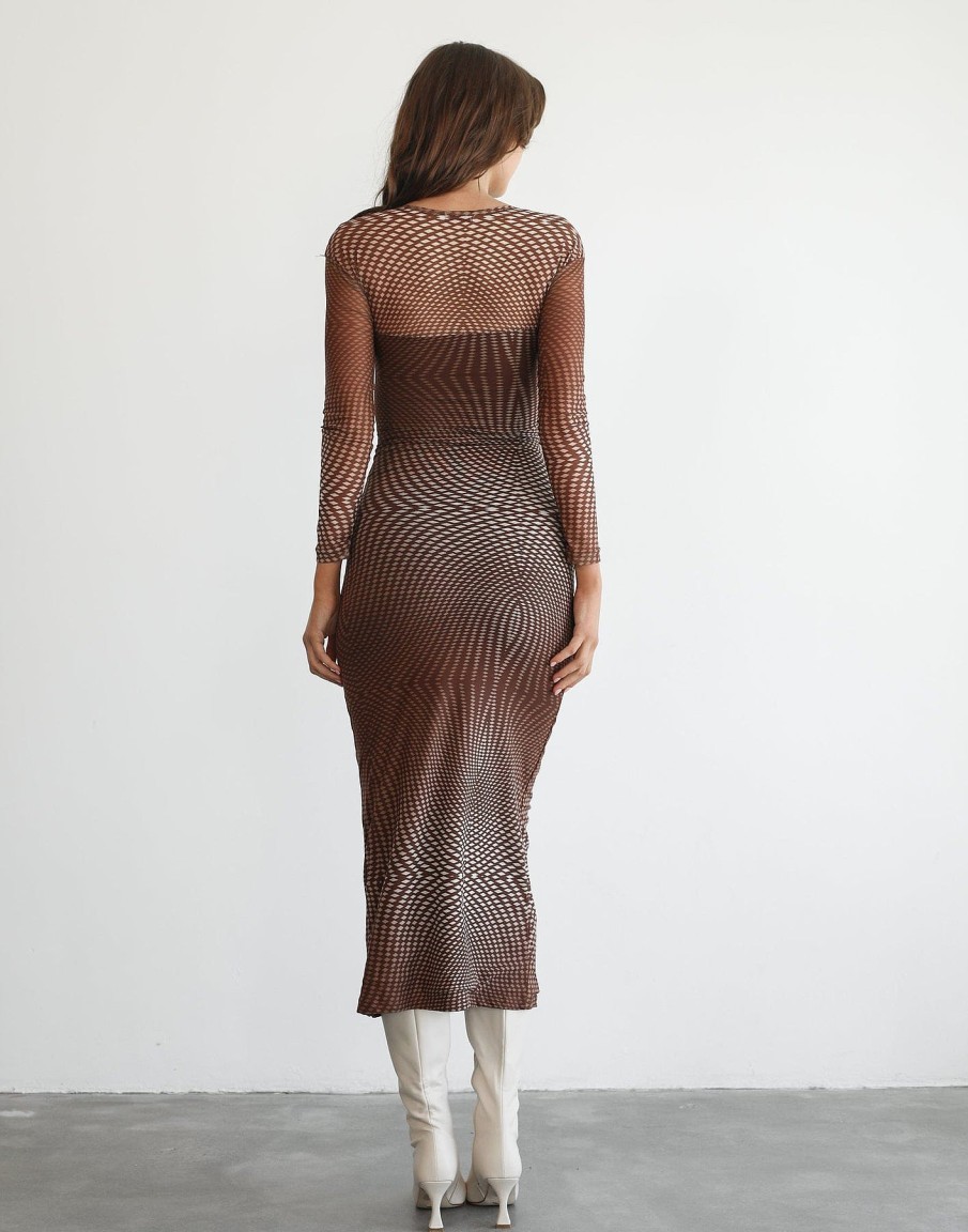 Clothing Thanne Partywear | Bea Maxi Dress (Brown Print)