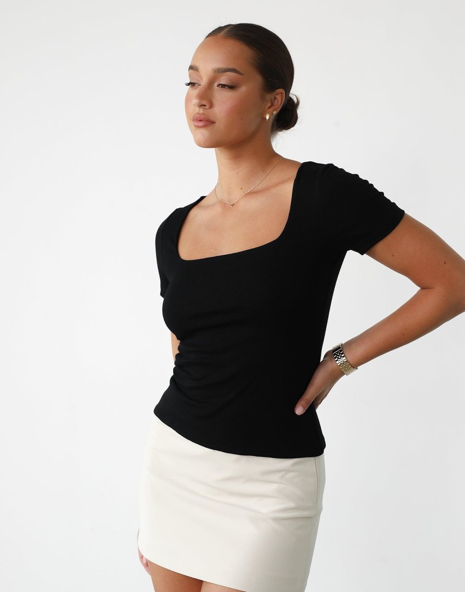 Clothing White Closet Basics Edit | Zhari Top (Black)