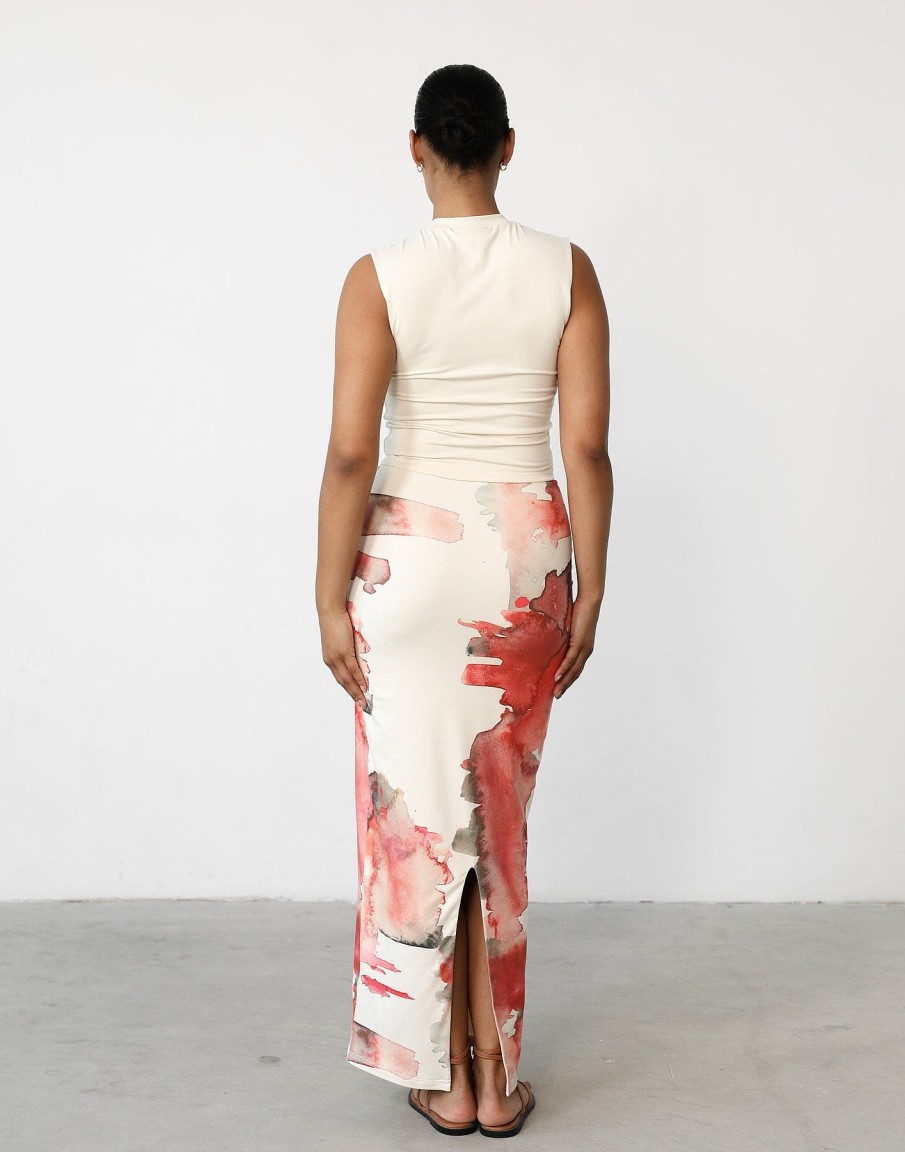 Clothing Charcoal Clothing Partywear | Fable Maxi Skirt (Watercolour)