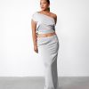 Clothing Charcoal Clothing Partywear | Viviana Maxi Skirt (Silver)