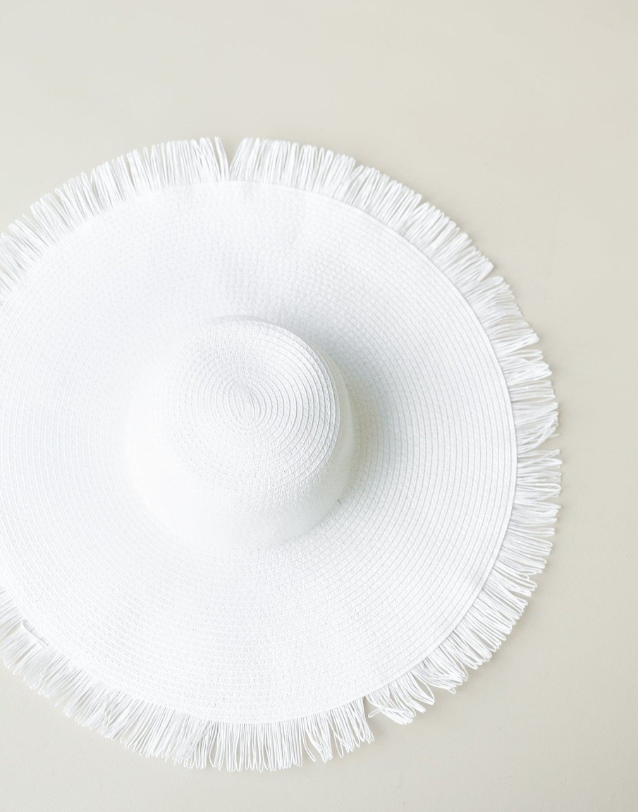 Accessories Charcoal Clothing Hats | Tamara Wide Brim Straw Hat (White)