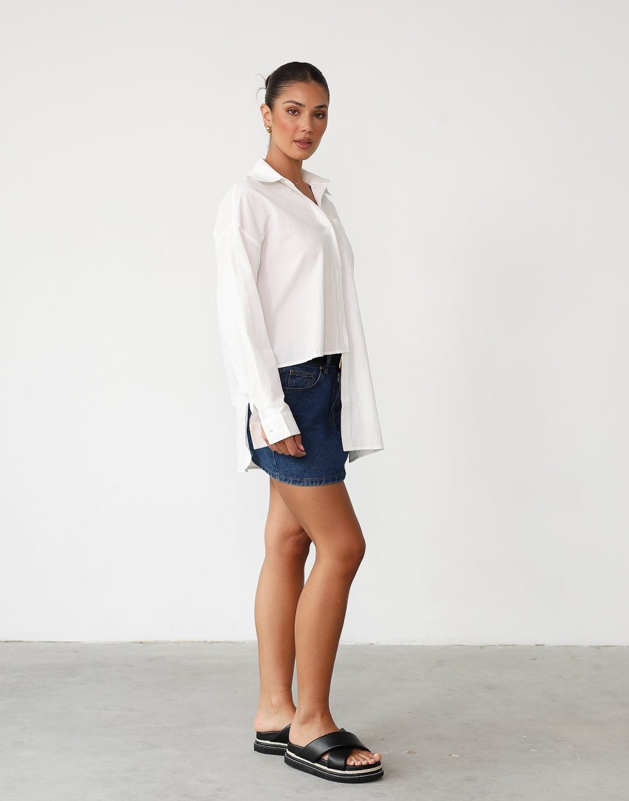 Clothing VogueMax Workwear | Alizha Asymmetrical Shirt (White)