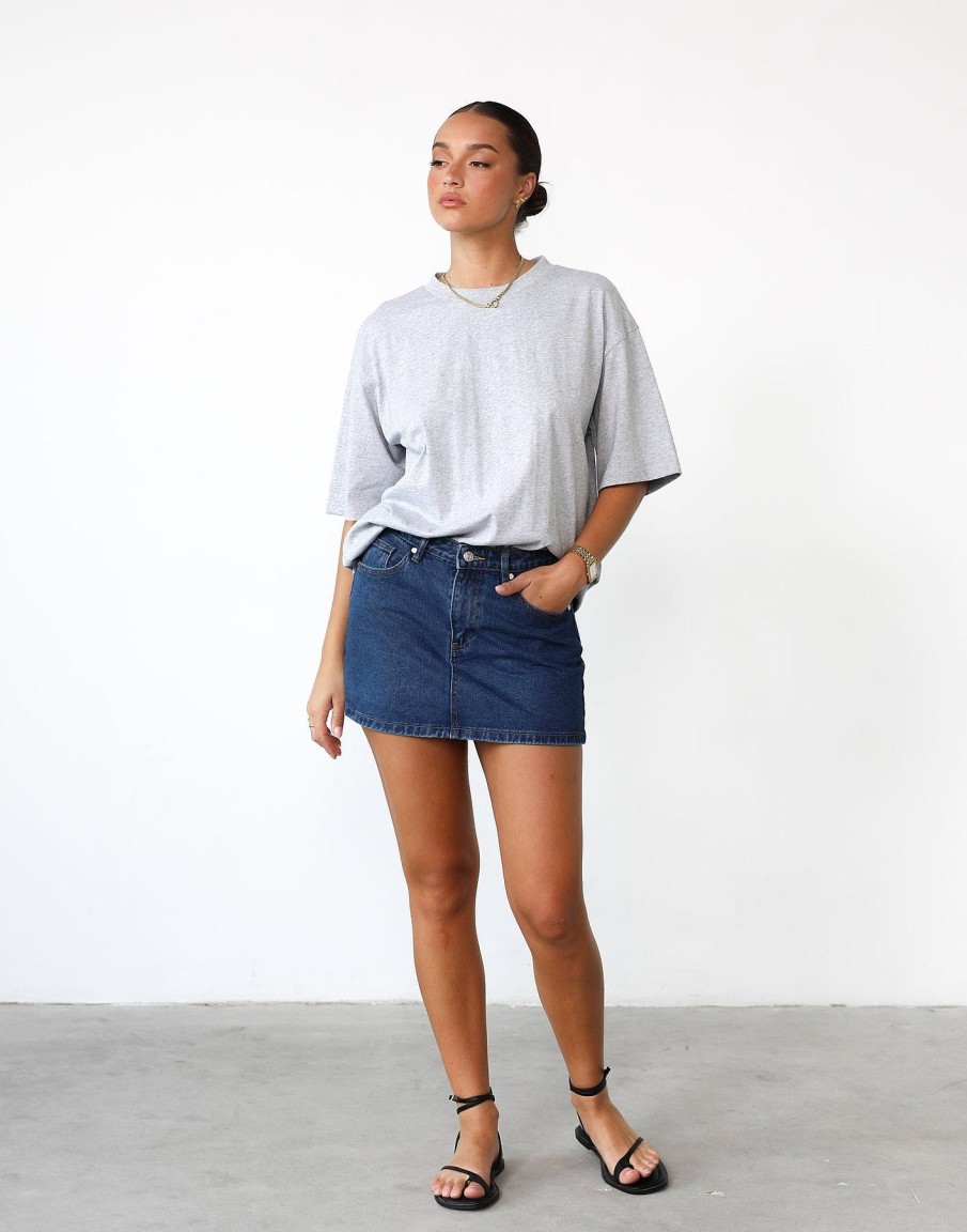 Clothing Charcoal Clothing Shirts + Blouses | Luca Oversized Tee (Grey Marle)