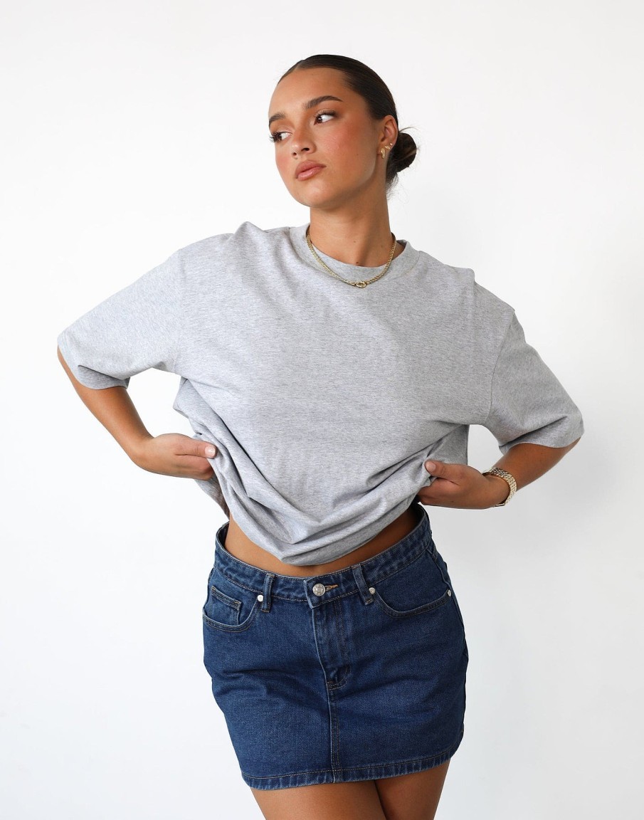 Clothing Charcoal Clothing Shirts + Blouses | Luca Oversized Tee (Grey Marle)