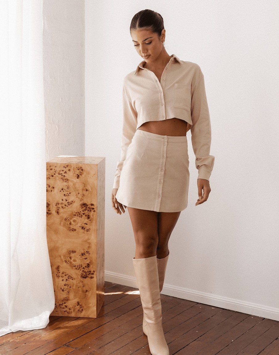 Clothing Charcoal Clothing Skirts | Dublin Mini Skirt (Beige)