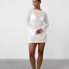 Clothing Charcoal Clothing Partywear | Make Waves Mini Dress (White)