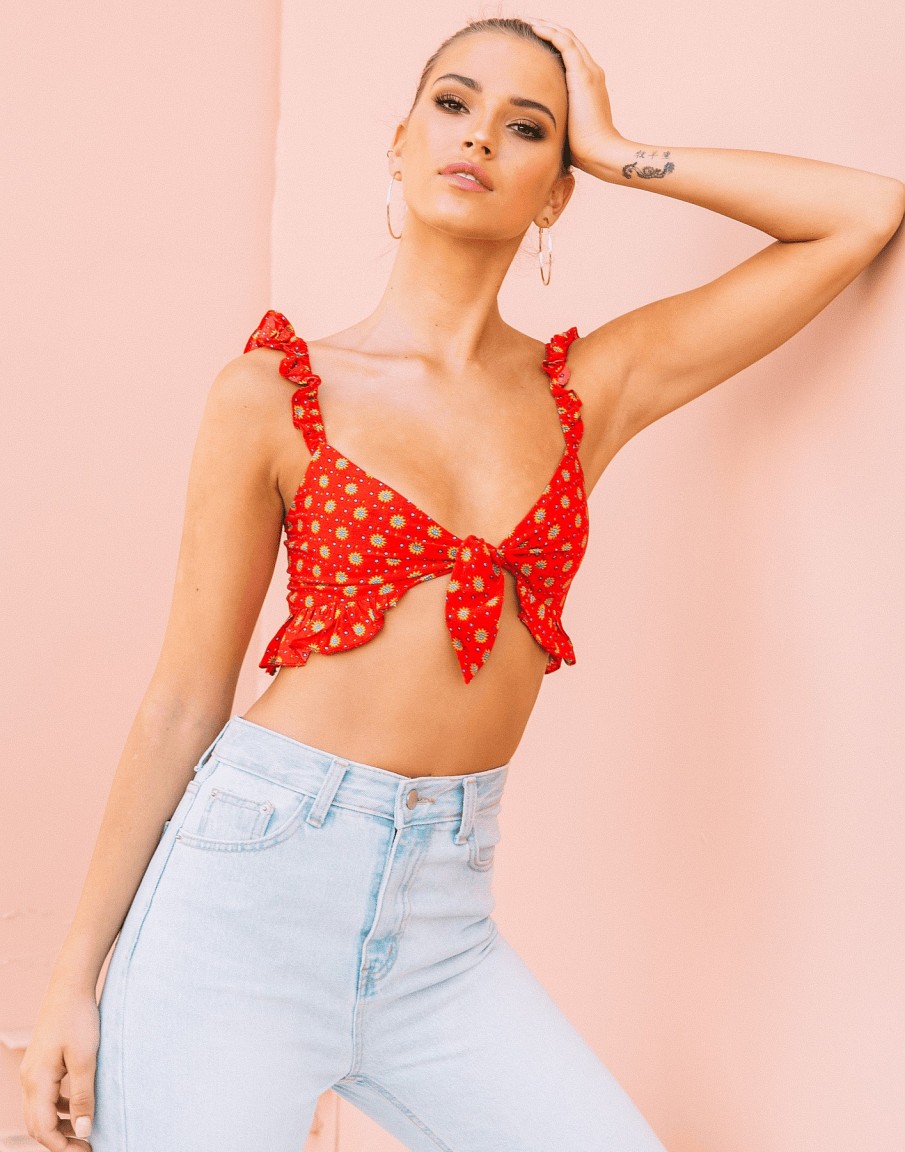 Clothing Rumor Crop Tops | Love Ballad Crop Top (Red Floral)