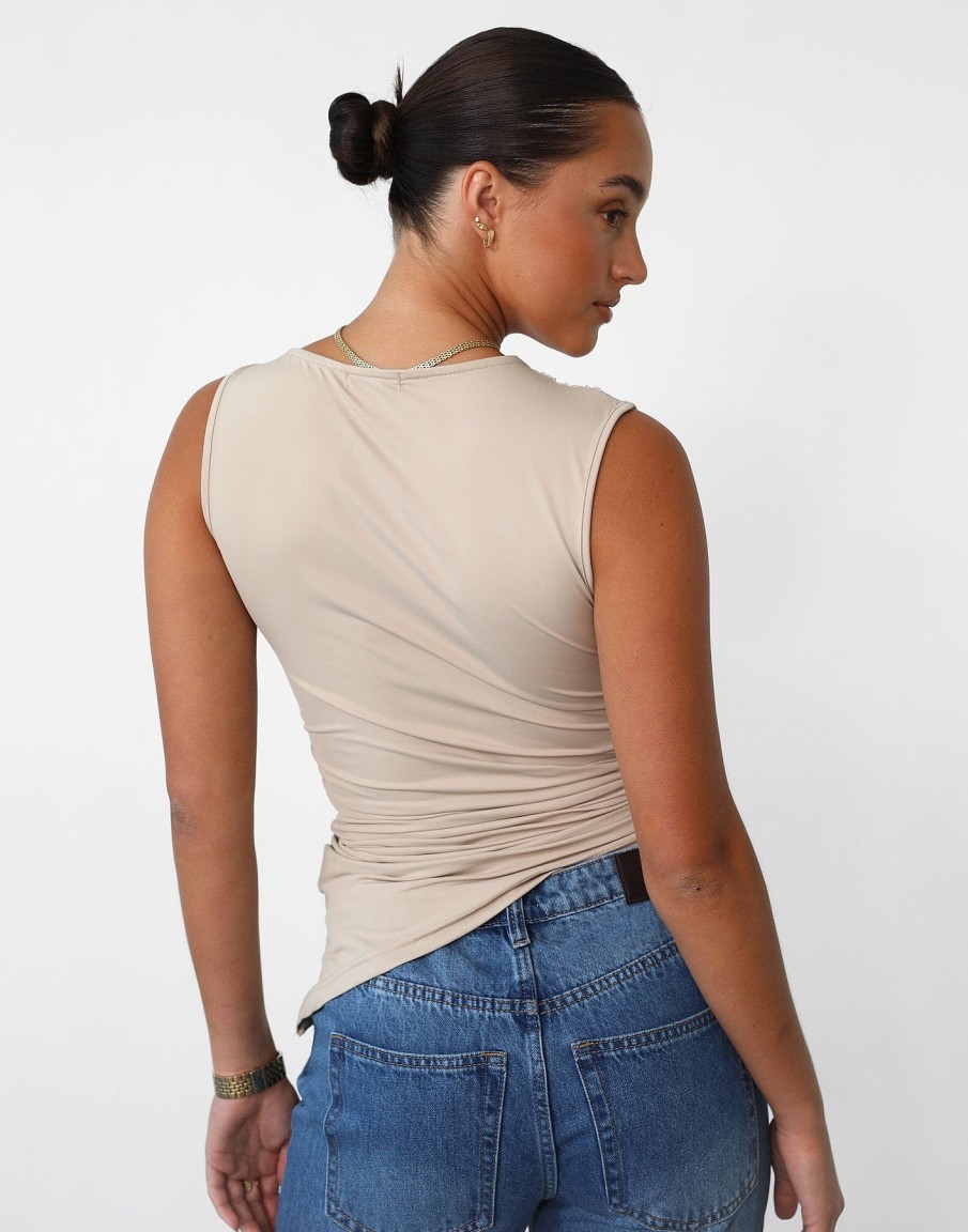 Clothing CHARCOAL Workwear | Daya Top (Beige)