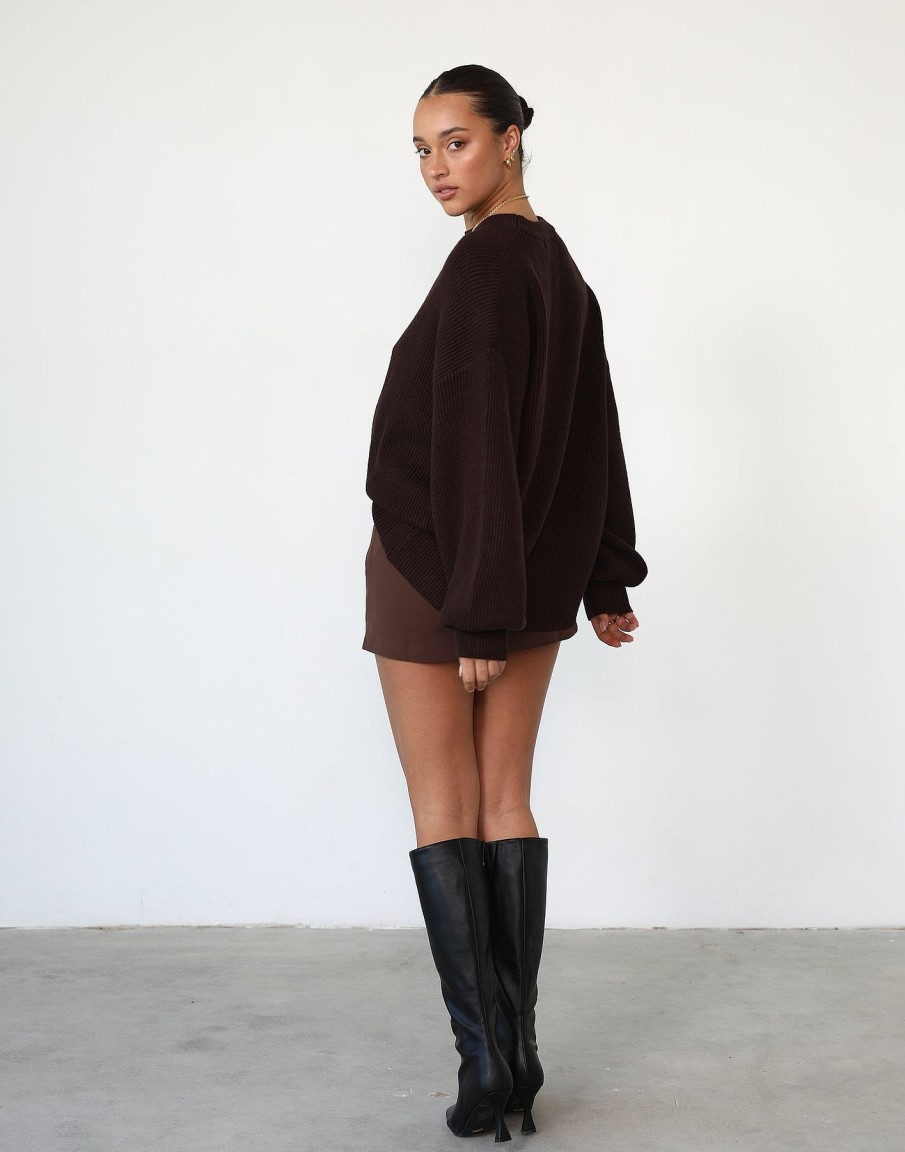 Clothing Charcoal Clothing Knitwear | Cody Oversized Jumper (Chocolate)