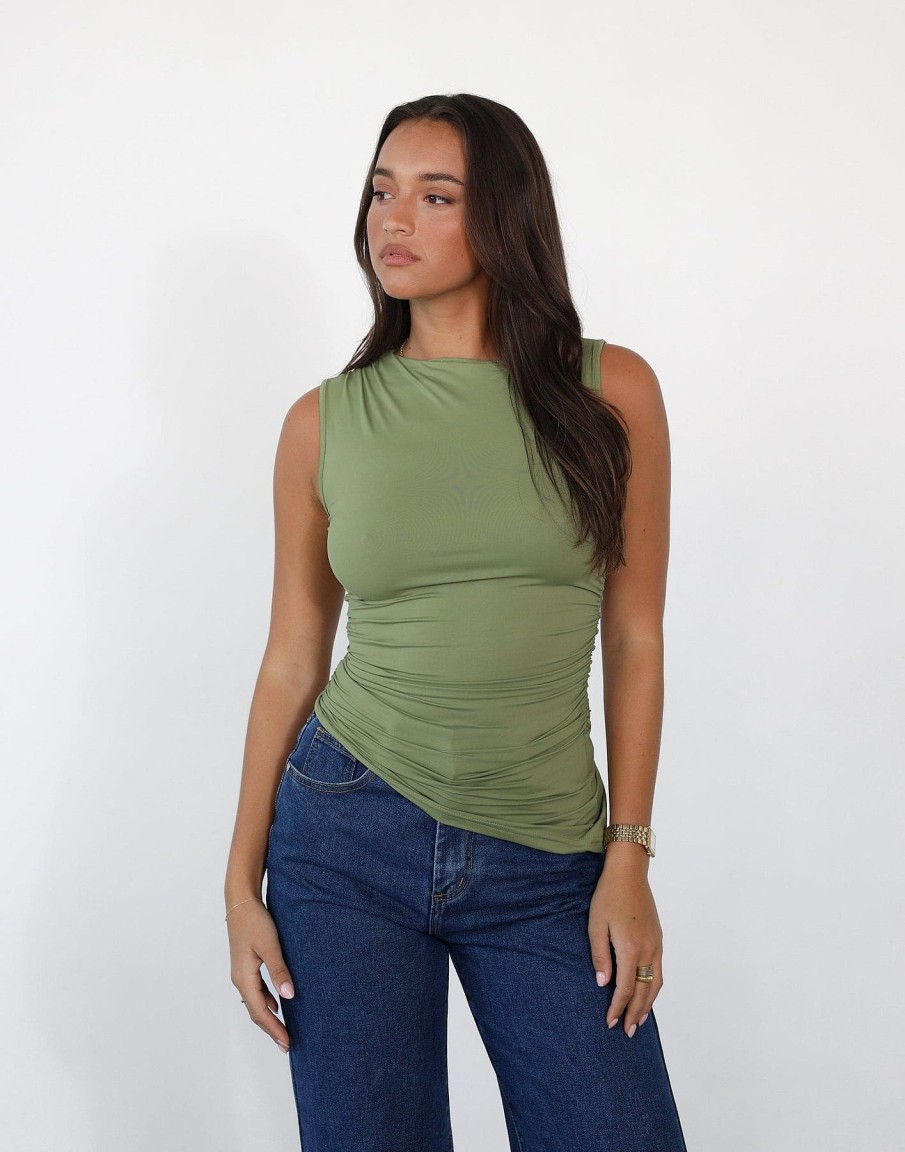 Clothing CHARCOAL Workwear | Daya Top (Sage)