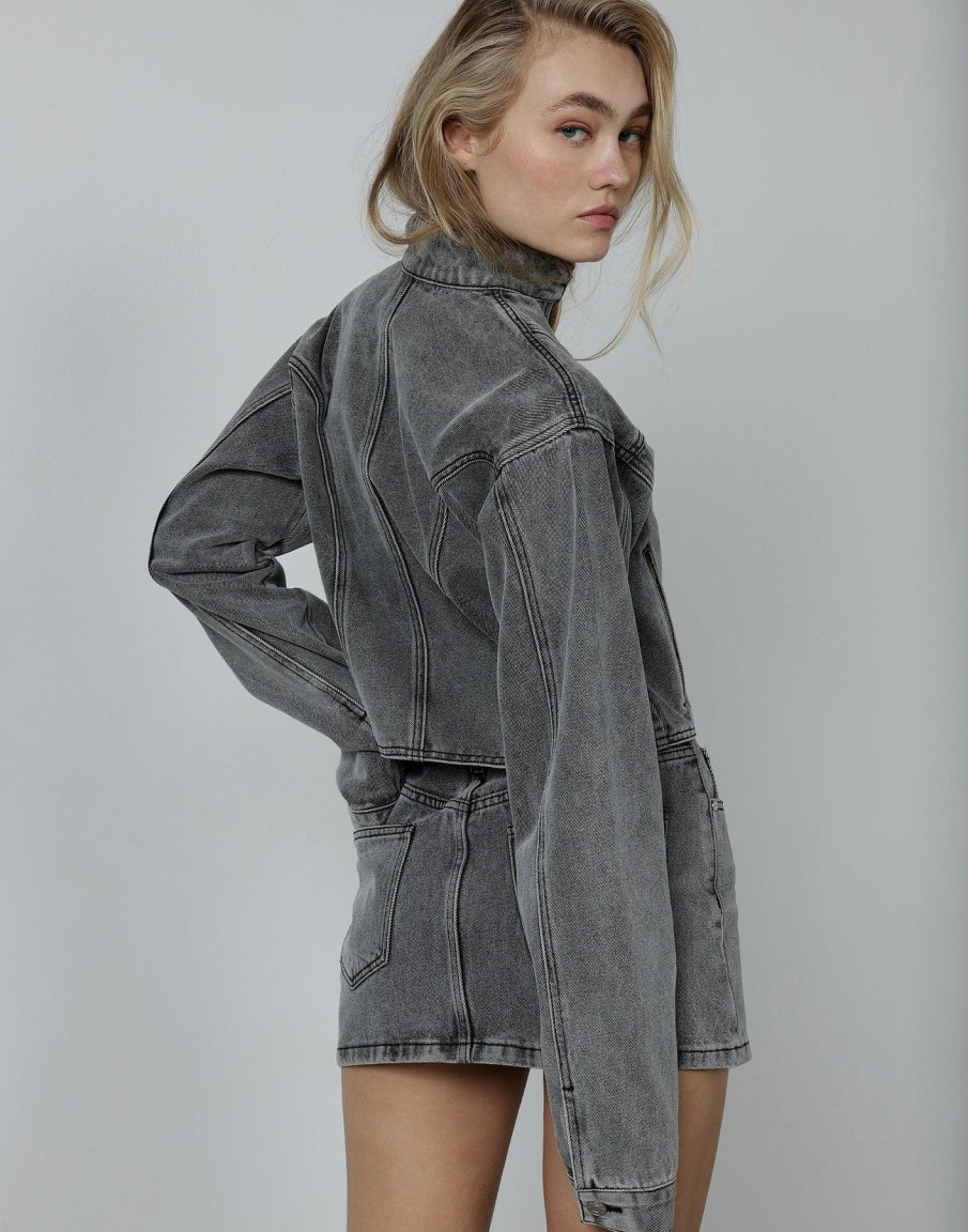 Clothing Charcoal Clothing Jackets + Coats | Chad Denim Jacket (Acid Wash)