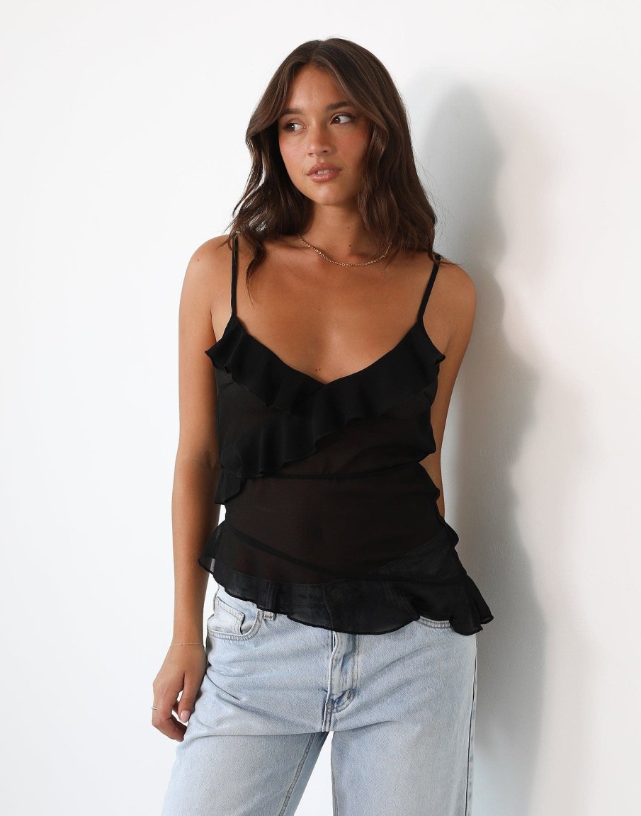 Clothing Charcoal Clothing Crop Tops | Daphne Top (Black)