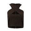 Clothing Charcoal Clothing Workwear | Emily Pinstripe Crop Top (Brown)