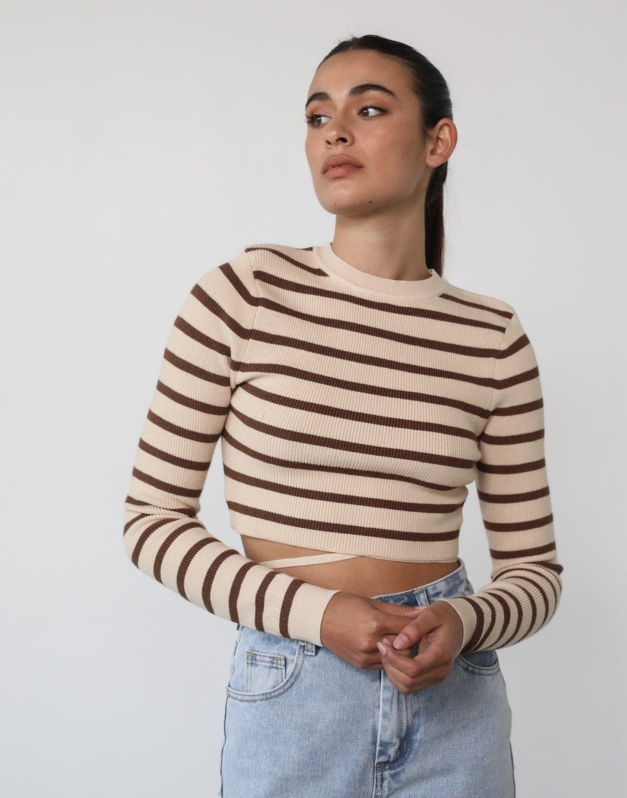 Clothing Alive Girl Long Sleeve Tops | Grayson Long Sleeve Top (Beige/Brown)