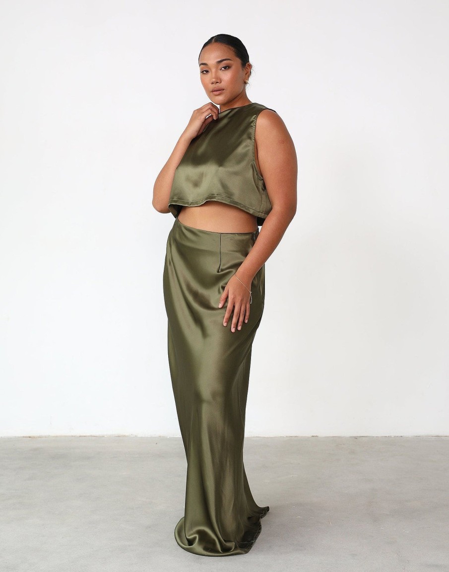 Clothing Charcoal Clothing Skirts | Sincerity Maxi Skirt (Dark Olive)