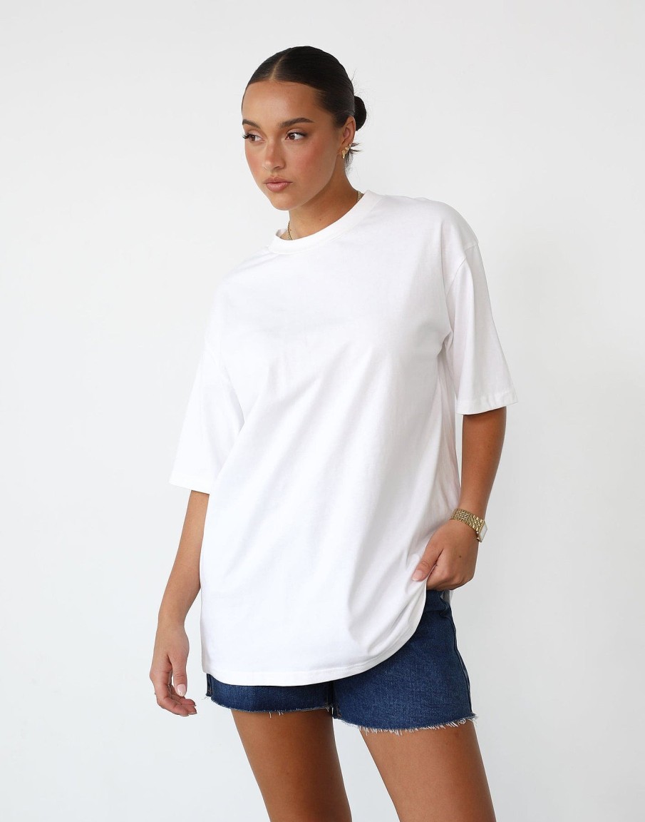 Clothing Charcoal Clothing Shirts + Blouses | Luca Oversized Tee (White)