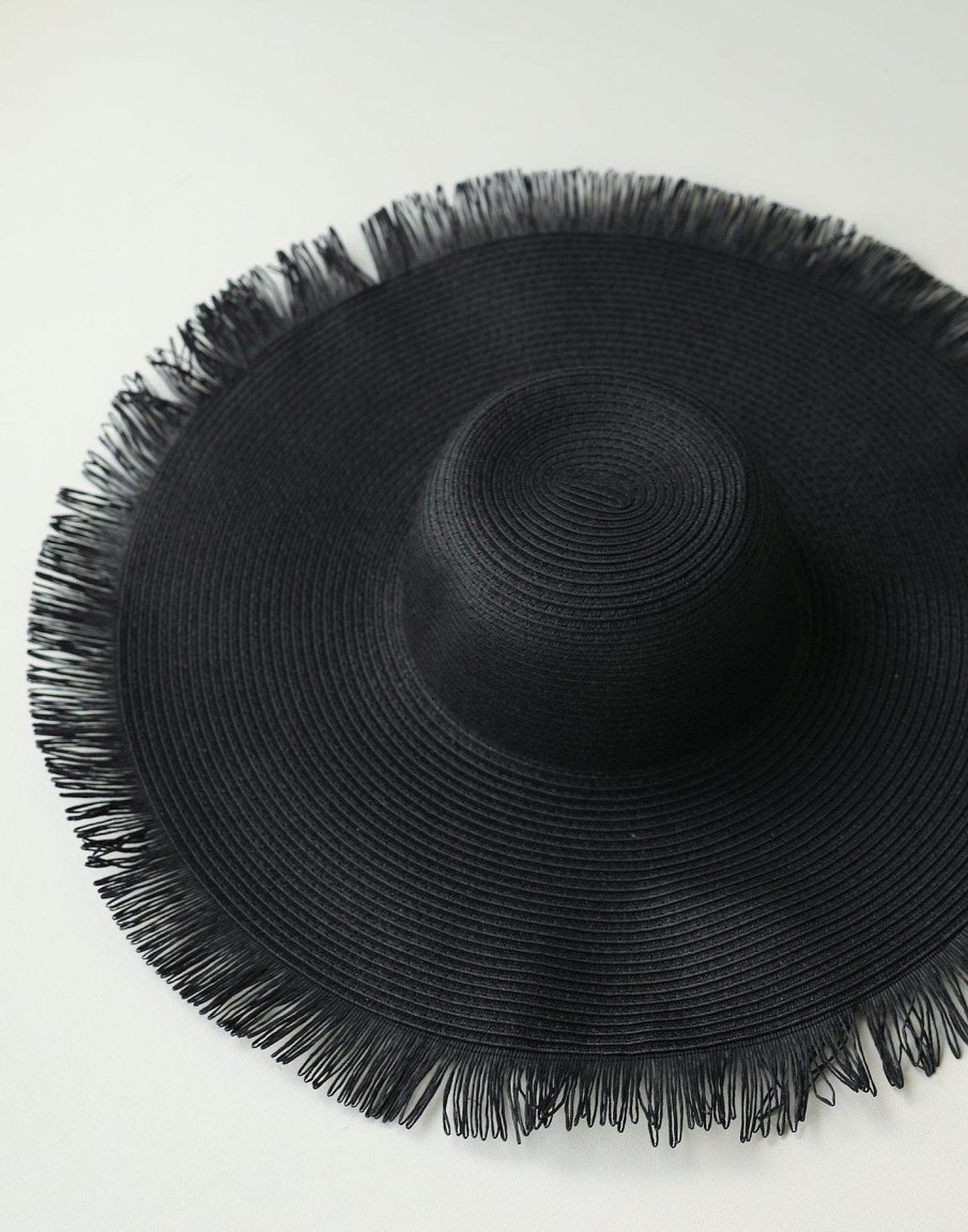 Accessories Charcoal Clothing Hats | Tamara Wide Brim Straw Hat (Black)