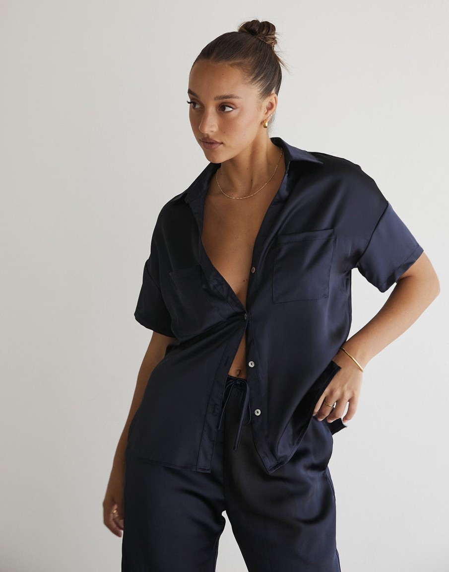 Clothing Charcoal Clothing Shirts + Blouses | Martha Shirt (Navy)