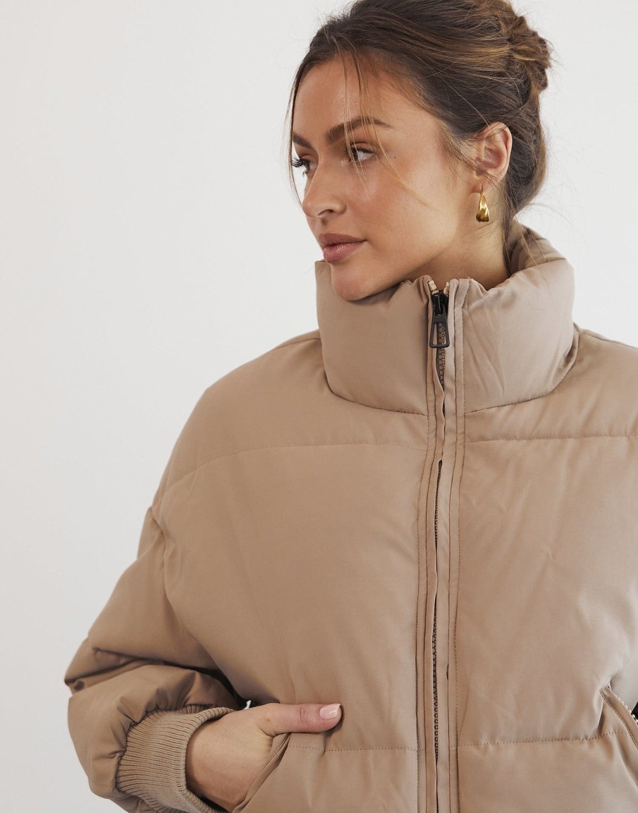 Clothing Pink Diamond Jackets + Coats | Louisiana Puffer Jacket (Beige)